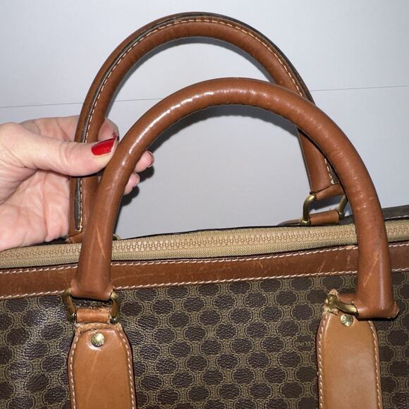 Vintage CELINE Macadam Large Boston Travel Bag Brown Coated Canvas Leather Italy - Picture 11 of 16